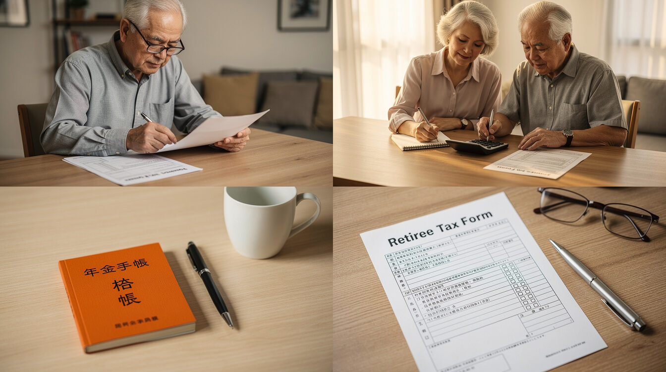 elderly man reviewing pension documents