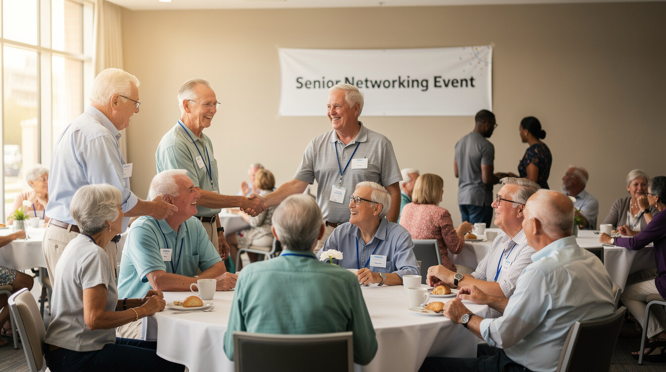 seniors networking at event