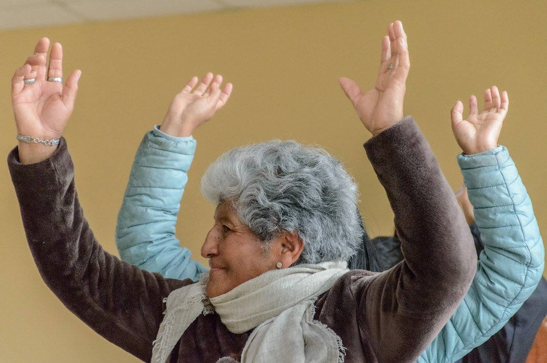 senior doing morning exercise