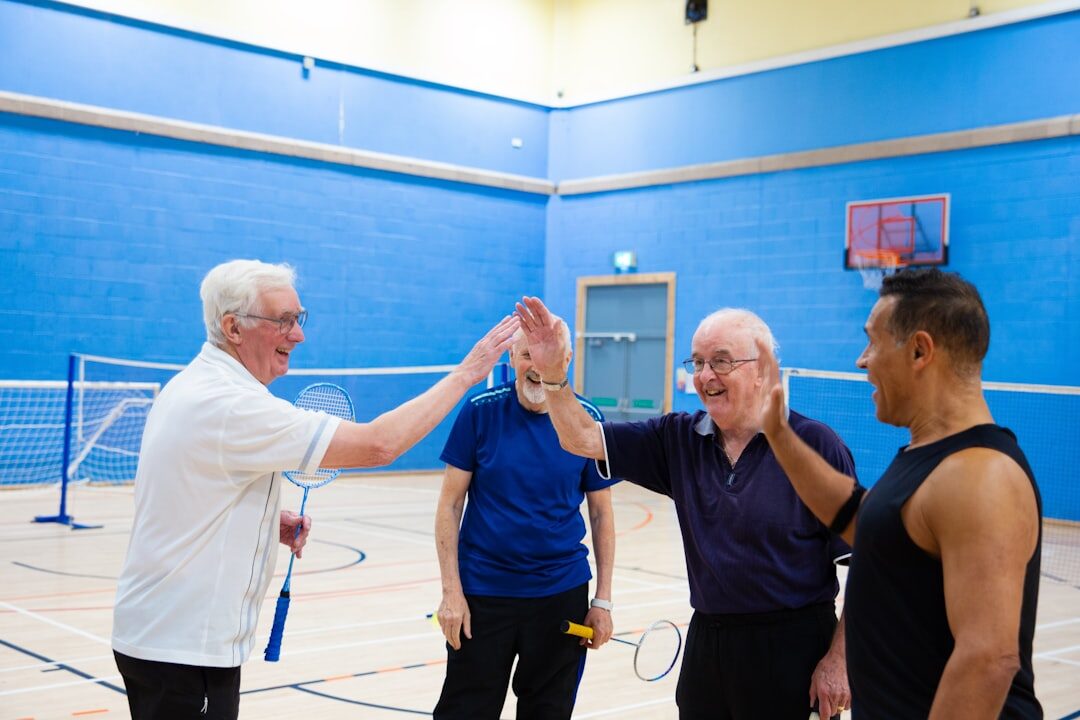 group of seniors exercising
