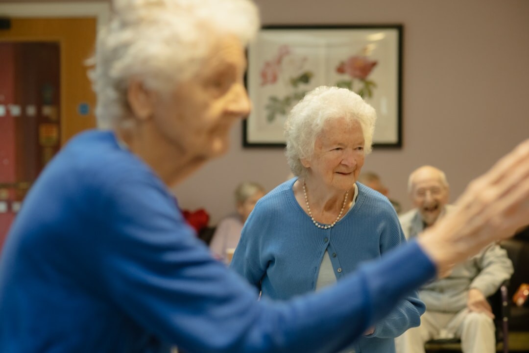 elderly couple dancing